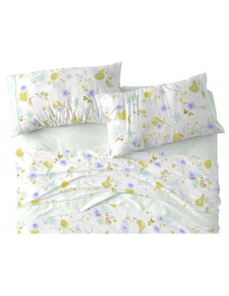 Juego sábanas Omara verde | Sábanas de Burrito Blanco