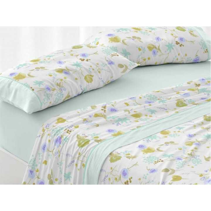 Jogo de lençóis verdes Omara| Folhas de Burrito Branco