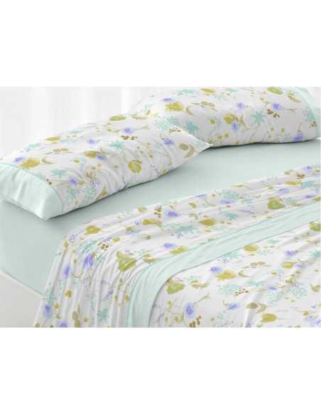 Jogo de lençóis verdes Omara| Folhas de Burrito Branco