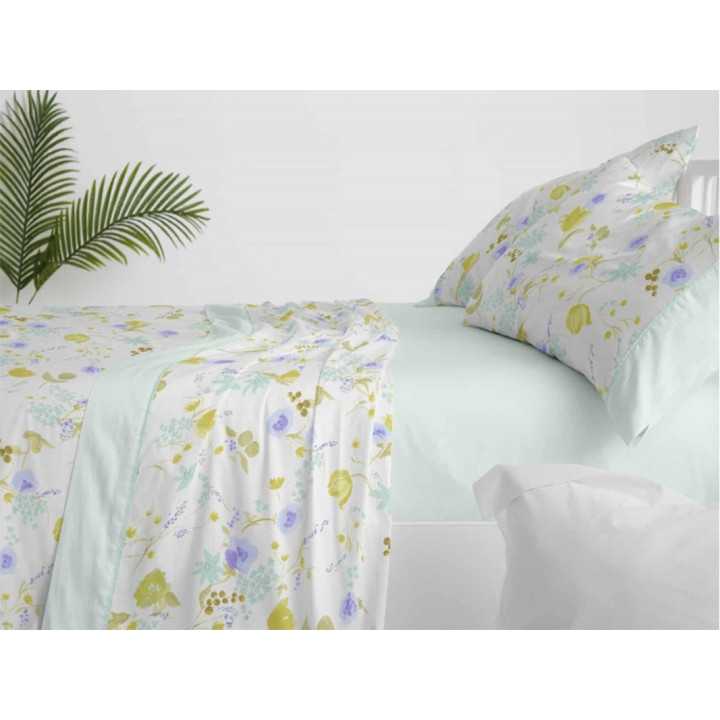 Jogo de lençóis verdes Omara| Folhas de Burrito Branco