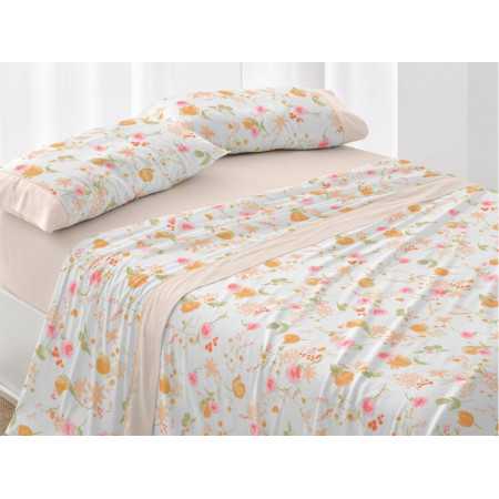 Jogo de lençóis pêssego Omara| Folhas de Burrito Branco