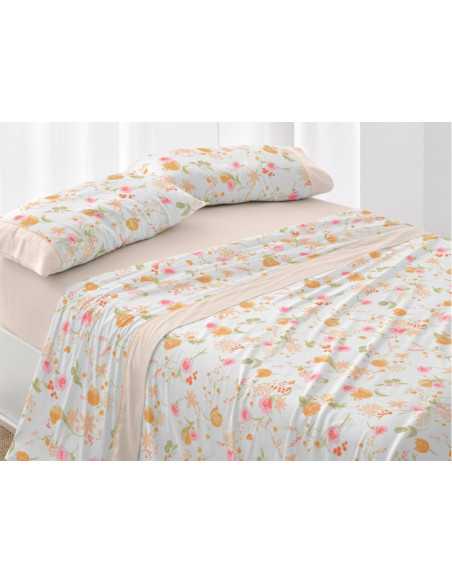 Juego sábanas Omara melocotón | Sábanas de Burrito Blanco