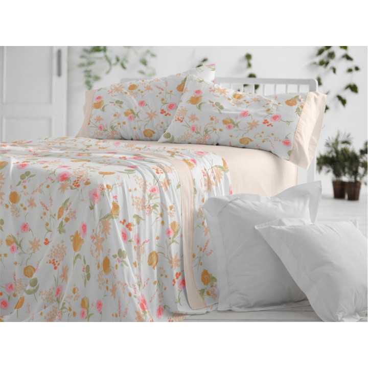 Juego sábanas Omara melocotón | Sábanas de Burrito Blanco