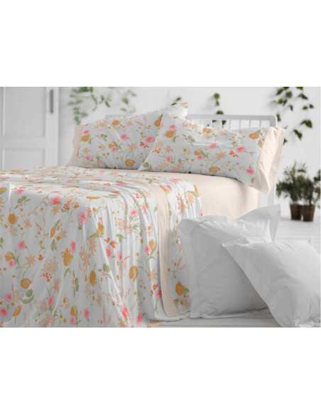 Jogo de lençóis pêssego Omara| Folhas de Burrito Branco