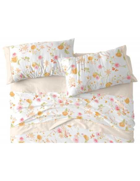 Jogo de lençóis pêssego Omara| Folhas de Burrito Branco