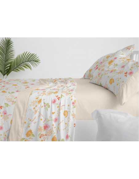 Juego sábanas Omara melocotón | Sábanas de Burrito Blanco