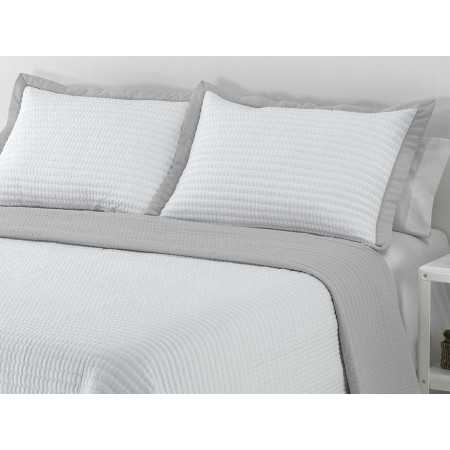 Colcha bouti reversible Palma gris | Colcha primavera verano 2