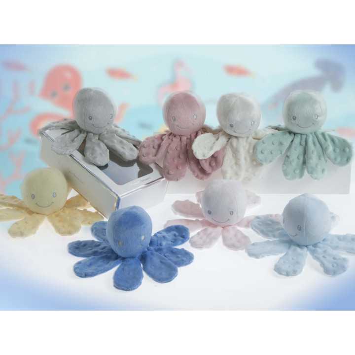 Boneca chocalho polvo cinzento | Peluche macio para bebés | Revitex