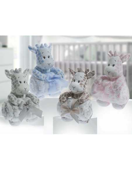 Manta e boneca girafa cinza| Pacote de oferta para recém-nascido