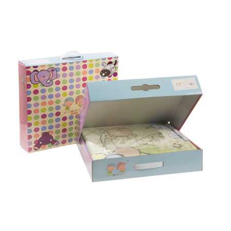 Manta infantil Rachel azul| Manta divertida niños tacto terciopelo