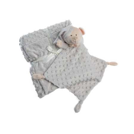 Manta y doudou gris tacto suave | Regalo recién nacido | Revitex