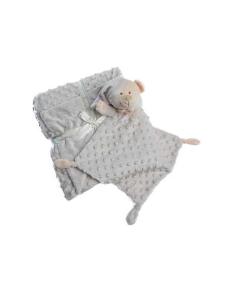 Cobertor e doudou cinza toque suave | Presente para recém-nascido | Revitex