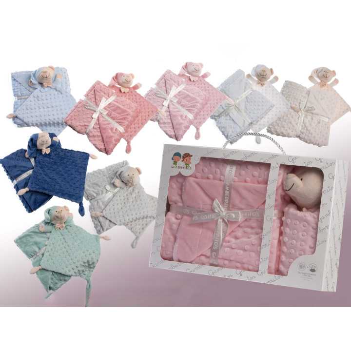 Cobertor e doudou rosa toque suave | Presente para recém-nascido | Revitex