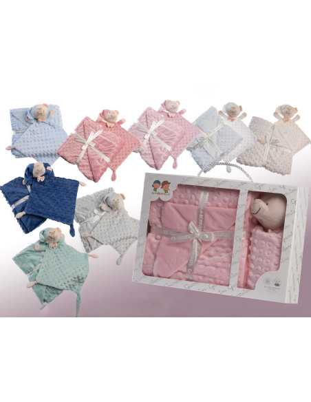 Cobertor e doudou rosa toque suave | Presente para recém-nascido | Revitex