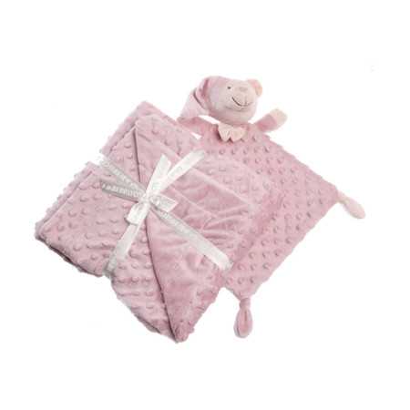 Cobertor e doudou rosa toque suave | Presente para recém-nascido | Revitex
