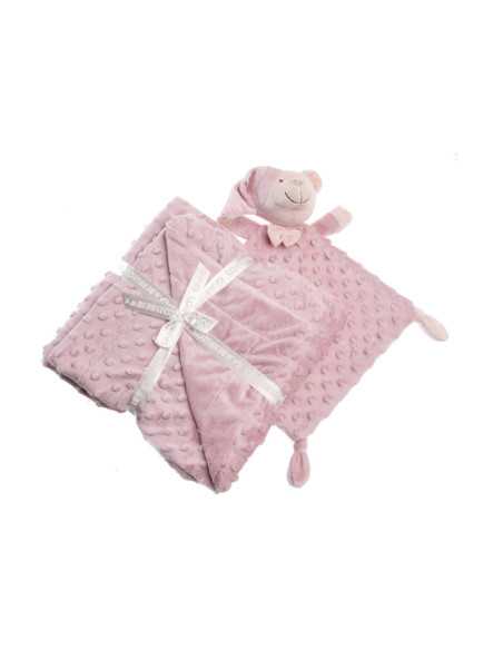 Cobertor e doudou rosa toque suave | Presente para recém-nascido | Revitex