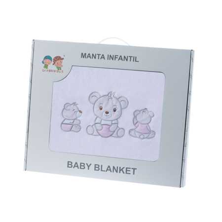 Cobertor infantil Ursos rosa | Cobertor infantil divertido com toque de veludo