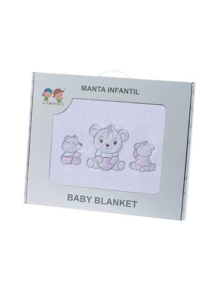 Cobertor infantil Ursos rosa | Cobertor infantil divertido com toque de veludo