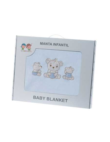 Cobertor infantil Ursos azul| Cobertor infantil divertido com toque de veludo