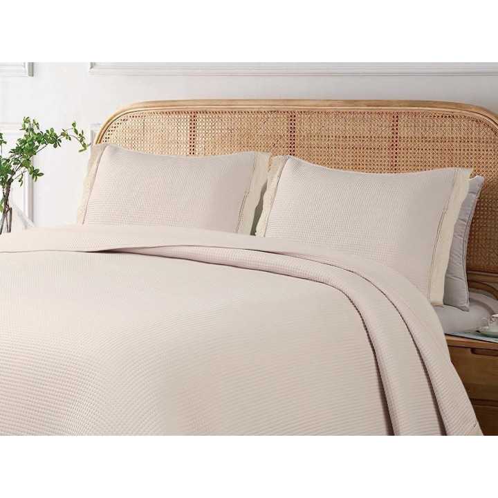 Colcha Bouti bordada rosa Gael | Colcha de algodão de meia estação