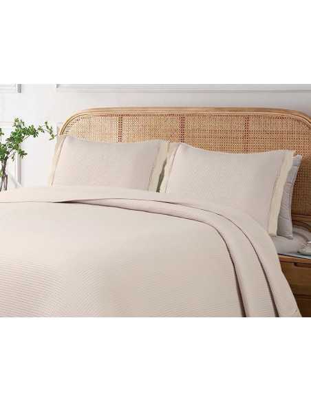 Colcha Bouti bordada Gael rosa | Colcha entretiempo algodón