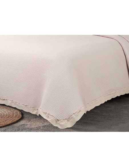 Colcha Bouti bordada Gael rosa | Colcha entretiempo algodón