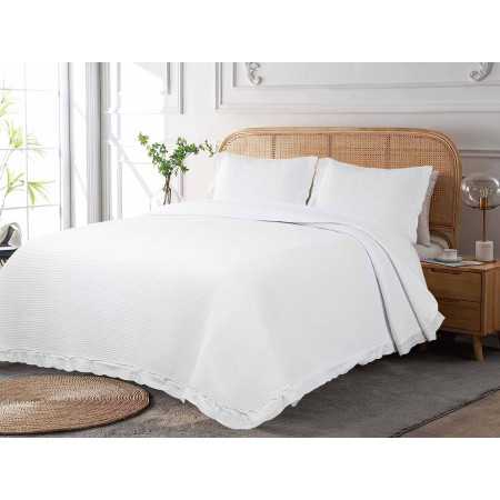 Colcha Bouti bordada branco Gael | Colcha de algodão de meia estação