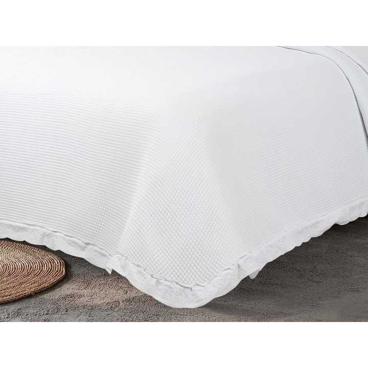 Colcha Bouti bordada branco Gael | Colcha de algodão de meia estação