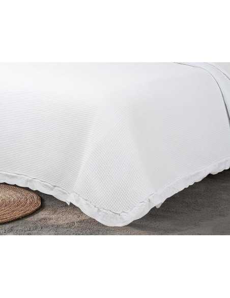 Colcha Bouti bordada branco Gael | Colcha de algodão de meia estação