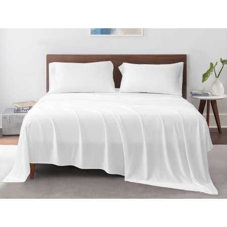 Jogo de lençóis em percal branco | 100% Bambu Biológico
