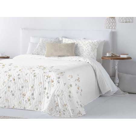 Colcha bouti reversible Abril beige | Colcha primavera y verano