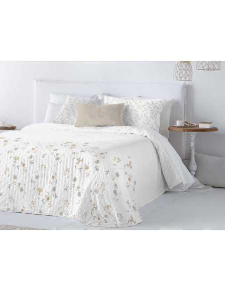 Colcha bouti reversible Abril beige | Colcha primavera y verano