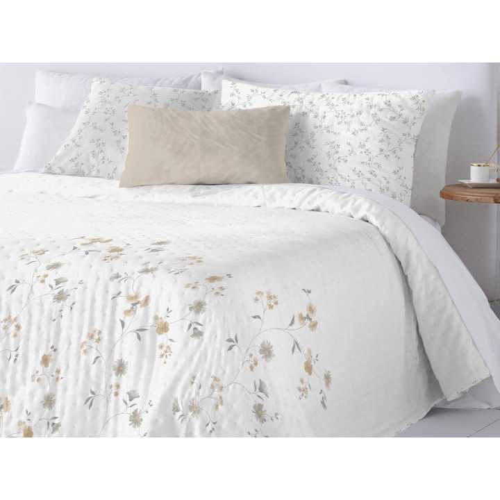 Colcha bouti reversible Abril beige | Colcha primavera y verano