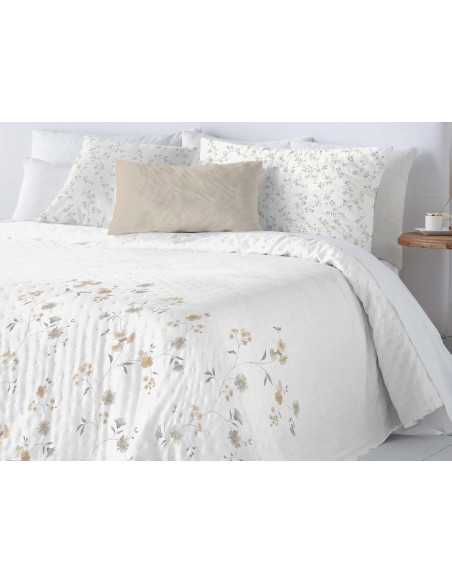 Colcha bouti reversible Abril beige | Colcha primavera y verano