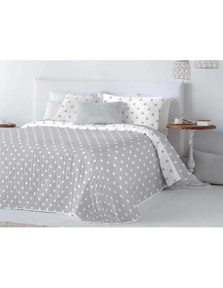Colcha bouti reversible Jessy gris | Colcha primavera y verano