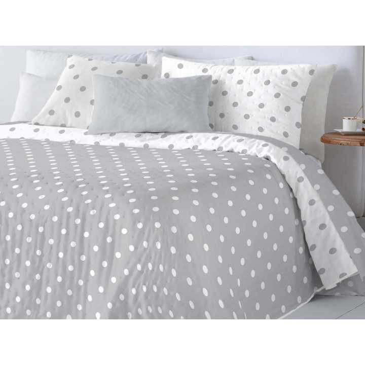 Colcha bouti reversible Jessy gris | Colcha primavera y verano
