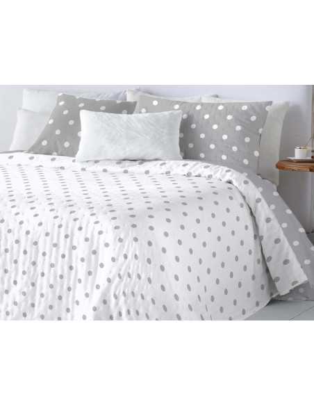 Colcha bouti reversible Jessy gris | Colcha primavera y verano