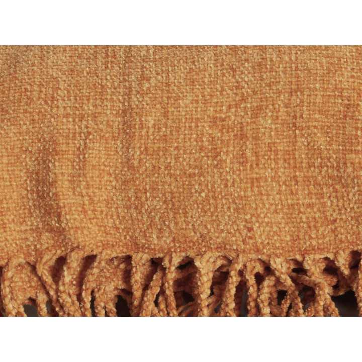 Plaid chenilla Luana Mostaza| mantas dormitorio salón