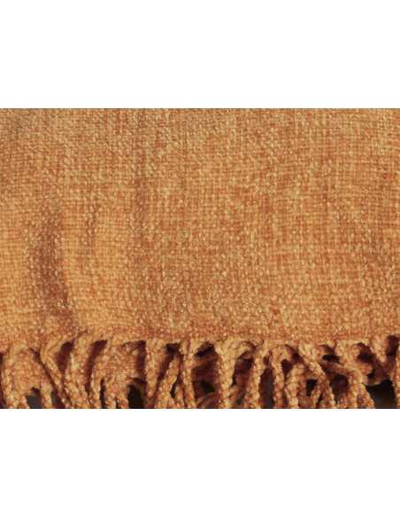 Plaid chenilla Luana Mostaza| mantas dormitorio salón