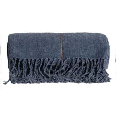 Plaid chenilla Luana Azul | mantas dormitorio salón