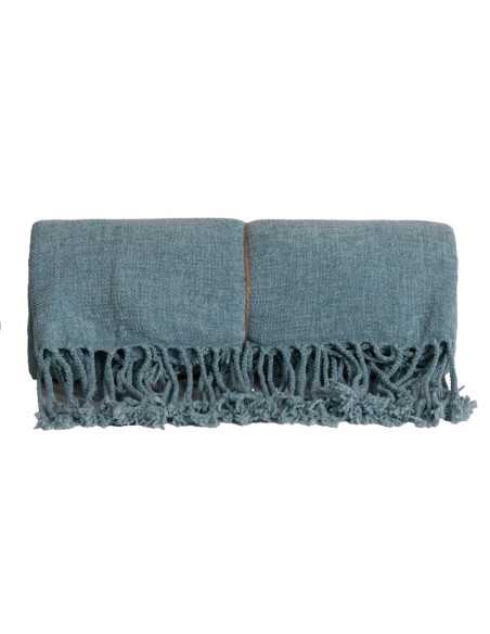 Luana xadrez chenille verde água | cobertores quarto sala