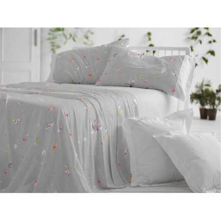 Lençóis Burrito Branco 100% Algodão Yobana Cinza | Design exclusivo