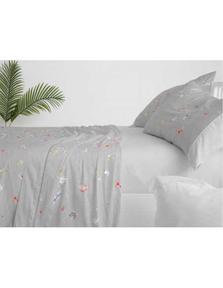 Lençóis Burrito Branco 100% Algodão Yobana Cinza | Design exclusivo