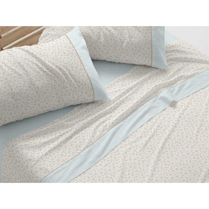 Conjunto de lençóis Naima Agua | Folhas de Burrito Branco