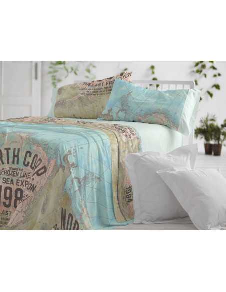Conjunto de lençóis Ártico Turquesa | Folhas de Burrito Branco
