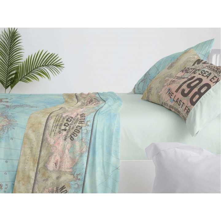 Conjunto de lençóis Ártico Turquesa | Folhas de Burrito Branco