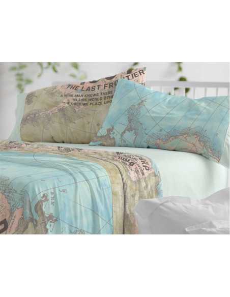 Conjunto de lençóis Ártico Turquesa | Folhas de Burrito Branco