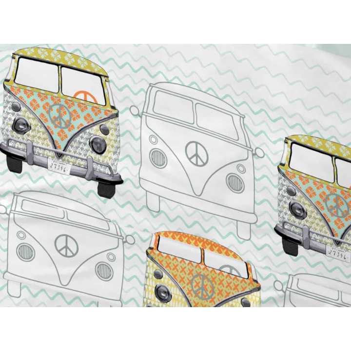Conjunto de lençóis infantis Mint Bus | Folhas de Burrito Branco