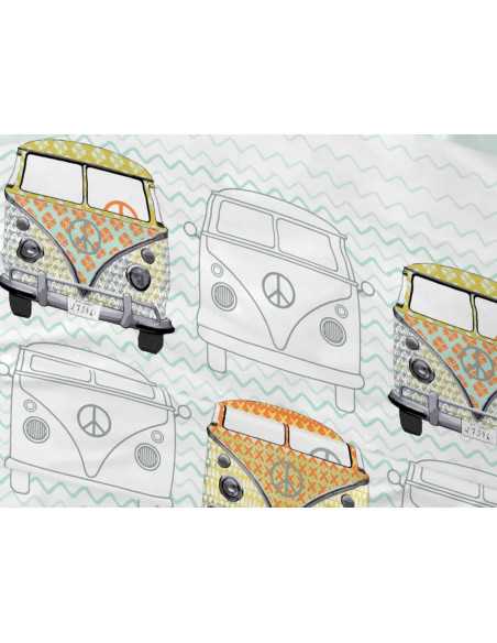 Juego sábanas infantil Bus menta | Sábanas de Burrito Blanco
