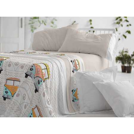 Conjunto de lençóis infantis Bus pedra | Folhas de Burrito Branco